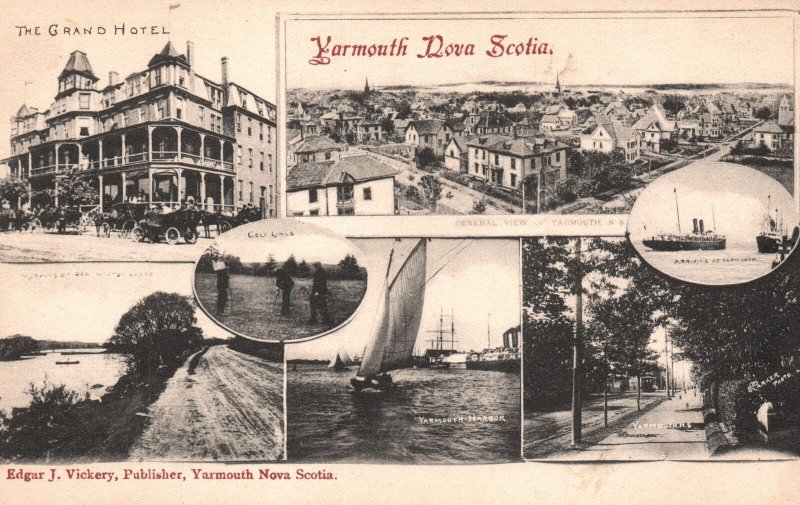 Vintage Postcard Grand Hotel Yarmouth Building Main Street Nova Scotia Canada