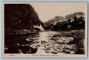 Denbighshire Wales Postcard The Dee Below Weir Llangollen 1934 RPPC Photo