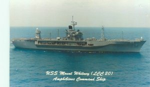 USS Mount Whitney Amphibious Command Ship  Chrome Postcard Unused