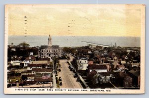 J95/ Sheboygan Wisconsin Postcard c20s Birdseye Security National Bank 239