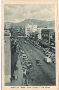 WA   WENATCHEE   STREET SCENE  CARS postcard