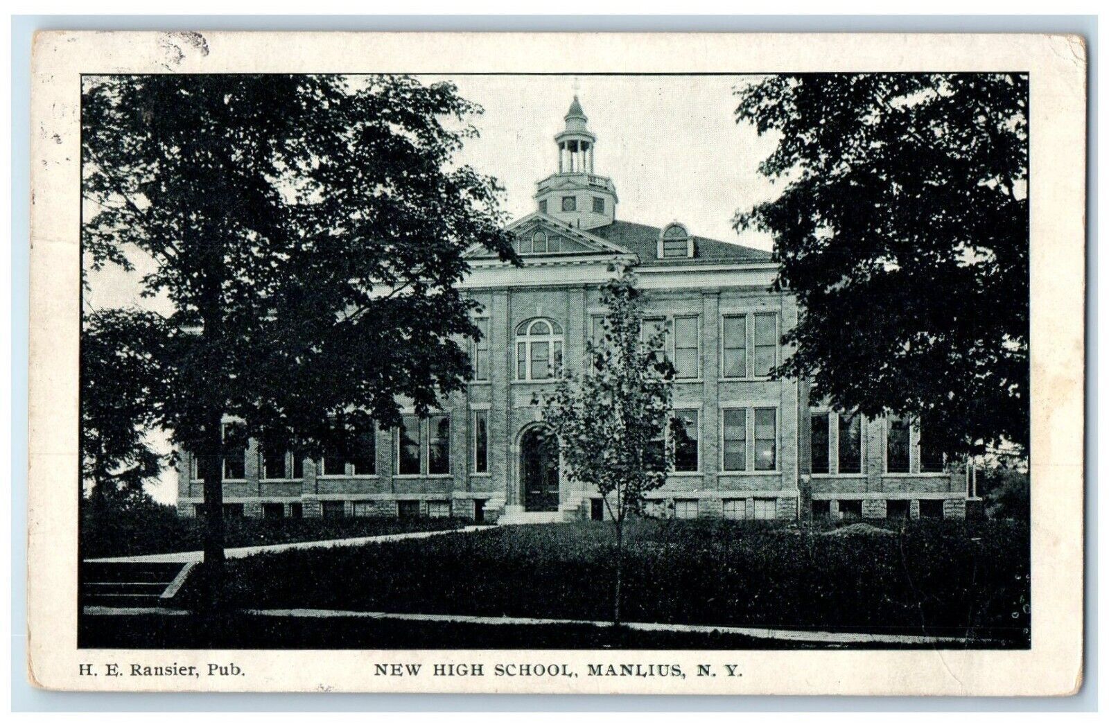 1908 New High School Exterior Building Manlius New York Vintage Antique
