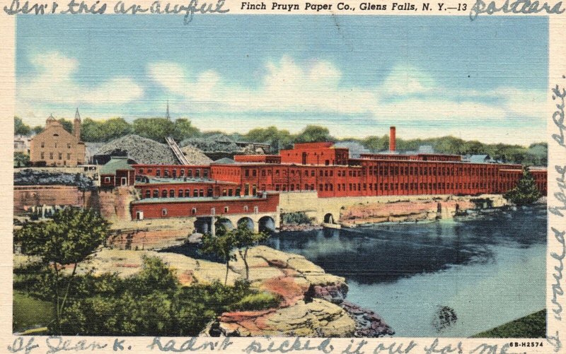 Vintage Postcard 1949 Finch Pruyn Paper Company Glens Falls New York C.W. Hughes