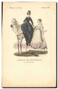 Postcard Old Fashion Headdress Journal Female damselflies Rue Drouot Year 186...
