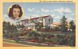 Home of Jane Withers Westwood, California USA View Postcard Backing 