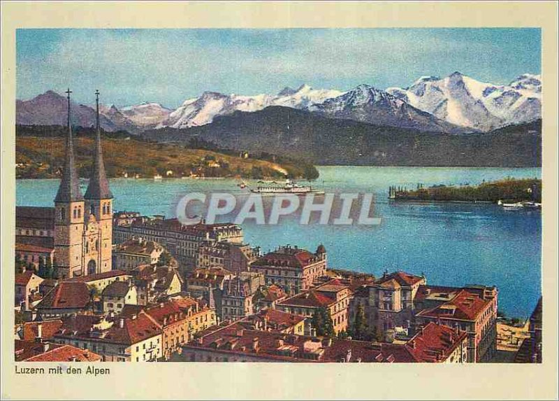 Modern Postcard Luzern mit Alpen