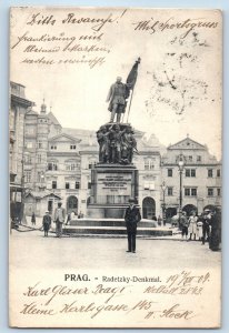 Prague Czech Republic Postcard View of Radetzky Monument 1904 Antique Posted