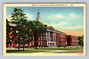 Schenectady NY-New York, New Mt Pleasant High School, Linen Postcard