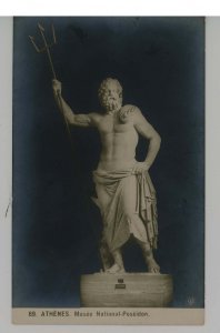 Greece - Athens. Nat'l Museum. Sculpture of Poseidon, Neptune   RPPC