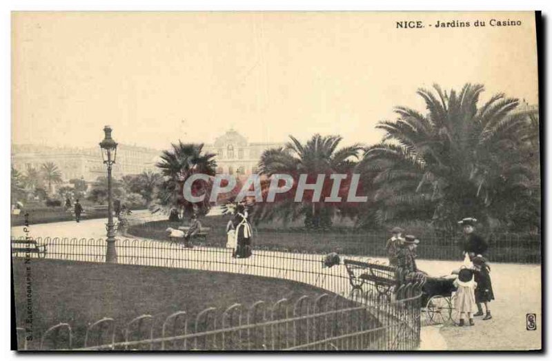 Old Postcard Nice Casino Gardens