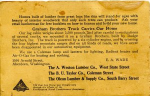 WA - The One-Log Cabin. Adv for N.E. Retail Lumberman's Assn FOLD-OUT, very...