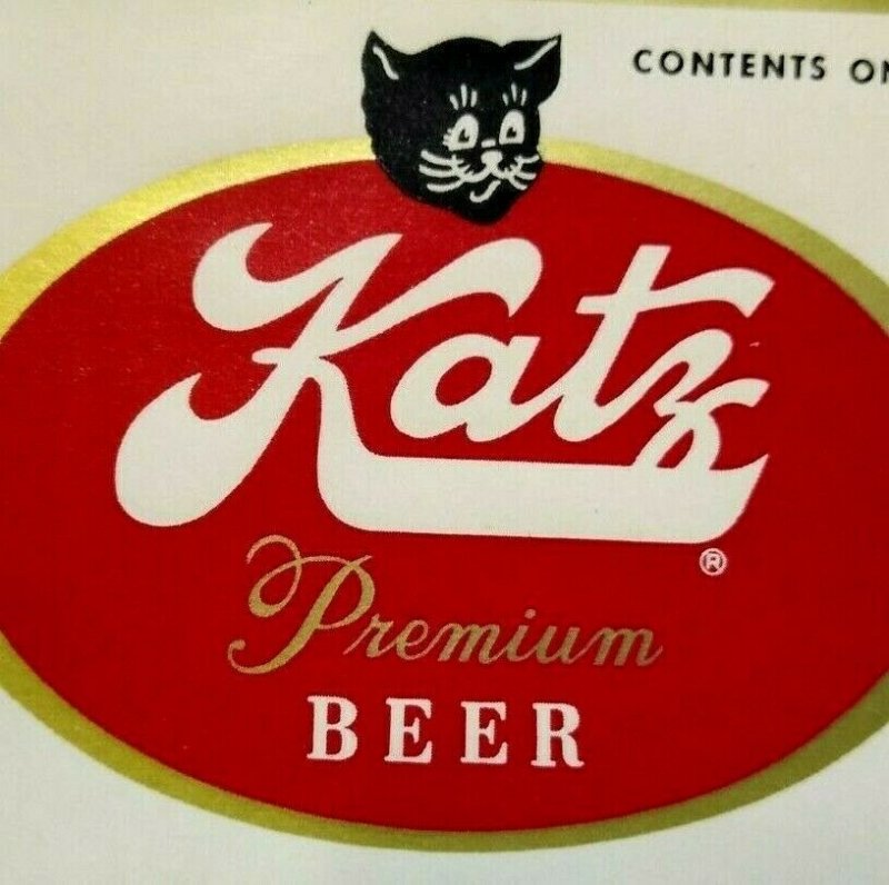 Katz Premium Beer Label Cute Black Cat Promo Advertising Vintage