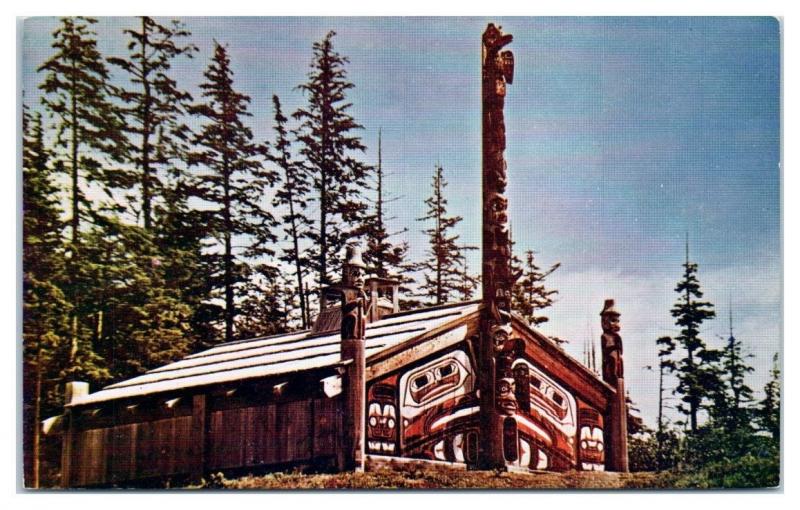 Ketchikan, AK Community House w/ Totem Pole, Pan Am Airways Clippers Postcard