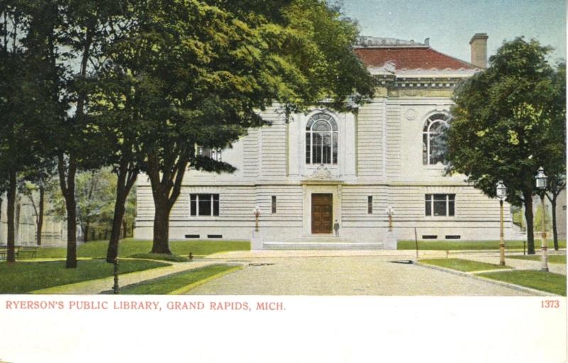 Ryerson's Public Library ~ Grand Rapids Michigan MI Vintage Postcard