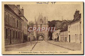 Old Postcard Villeneuve Sur Yonne Rue Carnot And Door Sense Inner View