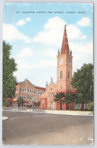 Laredo Texas~St Augustine Parochial Church & School~Linen Postcard
