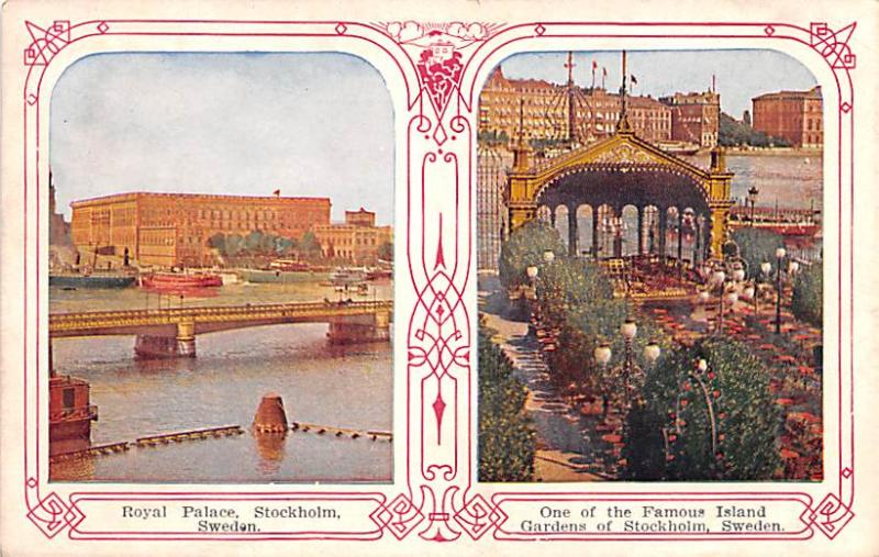 Sweden Old Vintage Antique Post Card Royal Palace Stockholm Writing on back