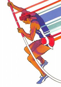 Artwork By Robert Peak, Used For Design Of Pole Vaulting Stamp  