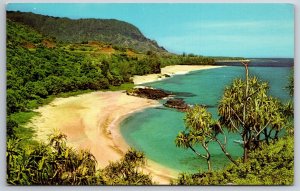 Kauai Hawaii~Color Photo Of Birds Eye View @ Lumahai Beach~Vintage Postcard