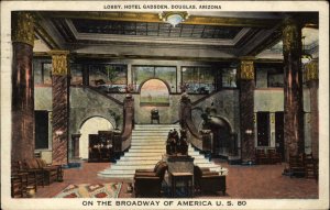 Douglas Arizona AZ Hotel Gadsden Lobby Vintage Postcard