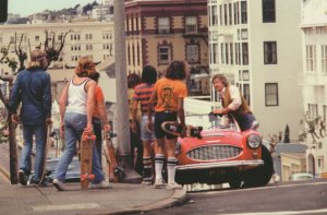 Teenage Gang Circling Angry Man With Car Extreme Sports Postcard