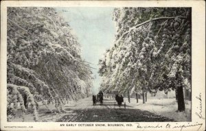 Bourbon IN Indiana Early October Snow c1910 Postcard