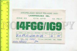 467050 1989 year Italy Lampedusa island radio QSL card to USSR