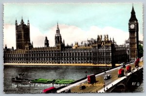 London  England  Parliament and Westminster Bridge     Postcard