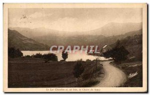 Old Postcard Lake Chambon and the Far La Chaine du Sancy