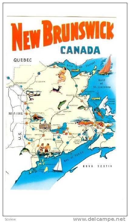 Map, The Province Of New Brunswick, Canada, 1940-1960s