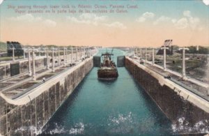 Panama Ship Passing Through Lower Lock To Atlantic Ocean Panama Canal