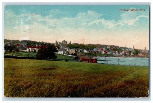 Pictou Nova Scotia Canada Postcard River Grasses Buildings 1914 Posted