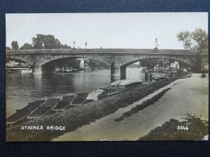 Surrey London STAINES BRIDGE c1917 RP Postcard