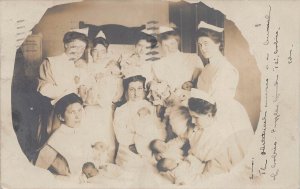 J81/ Chicago Illinois RPPC Postcard c1910 Hospital 12 Babies Nurses 309