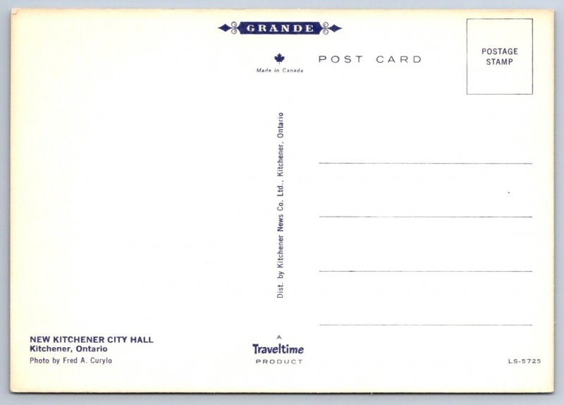 New City Hall, Kitchener Ontario Canada, Chrome Postcard
