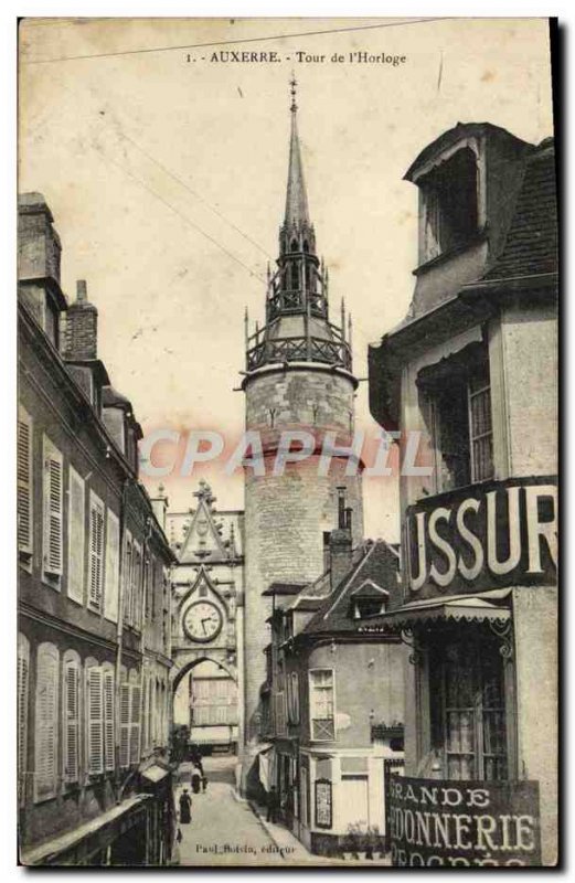 Old Postcard Auxerre Tour L & # 39Horloge