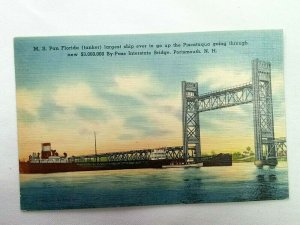 Vintage Postcard 1930's M.S. Pan Florida Tanker Ship Piscataqua Portsmouth NH
