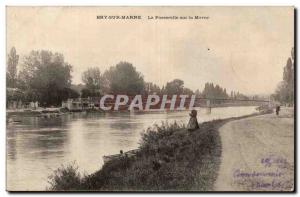 Bry sur Marne - the Footbridge on the Marne - Old Postcard