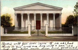 Gated Front Girard College Building Campus Philadelphia Postcard WOF WOB c1906 