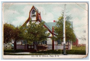 Page North Dakota ND Postcard Methodist Episcopal Church Exterior 1920 Antique