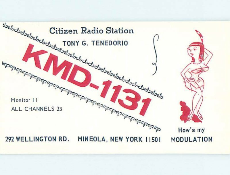 Pre-1980 RADIO CARD - CB HAM OR QSL Long Island - Mineola New York NY AH1005