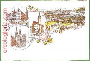 ah1399 - GERMANY - VINTAGE POSTCARD Postcards - Greetings from Wurzburg-