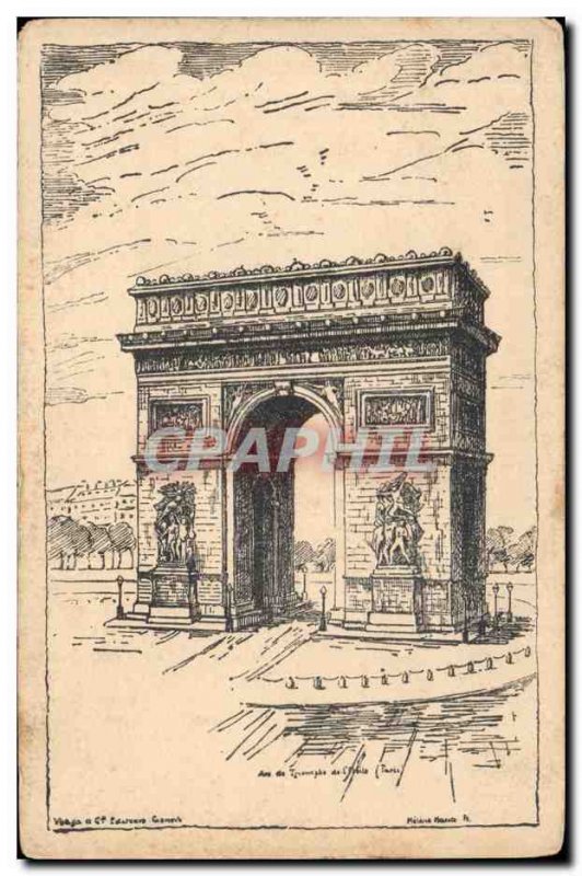 Old Postcard Paris Arc de Triomphe