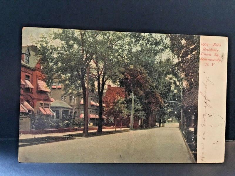 Postcard Antique View of   Ellis Residence, Union Square, Schenectady, NY  Y6