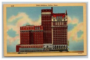 Vintage 1940's Advertising Postcard Antique Cars Hotel Adolphus Dallas Texas