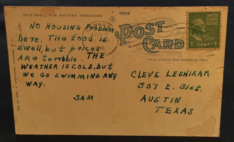 Postcard Used Olcott Beach Hotel Olcott, NY LB