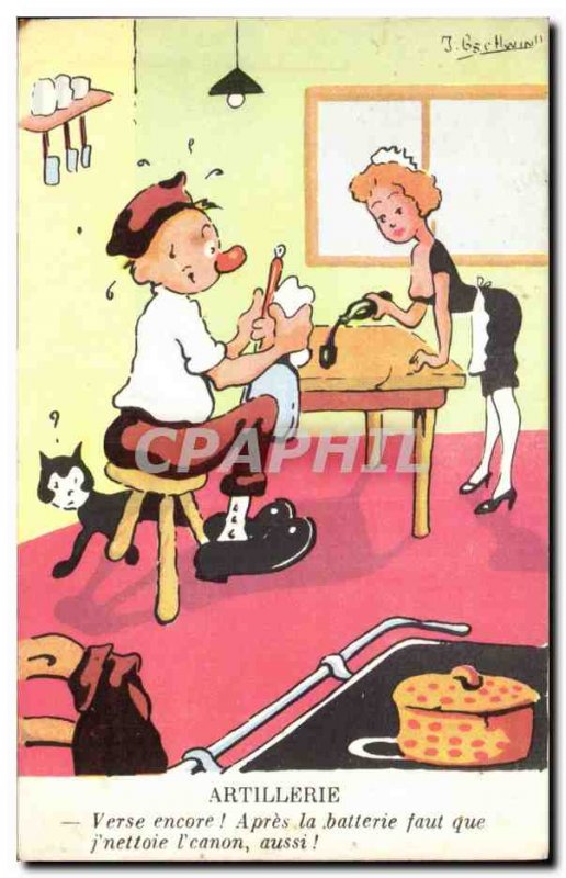 Old Postcard Fantasy Illustrator Humor Artillery