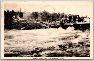 Postcard Fort Frances ONT c1937 Beaver House Dam Rainy River District by Irwin