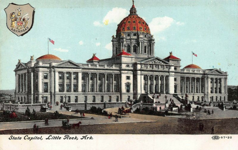 State Capitol, Little Rock, Askansas, Early Postcard, Unused, 