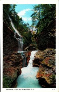 Vtg Watkins Glen New York NY Rainbow Falls Scenic View 1920s Unused WB Postcard